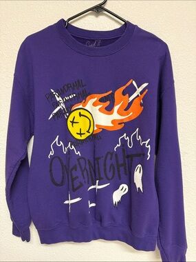 Send’It Society Purple Crewneck Sweatshirt with Silver Logo Print